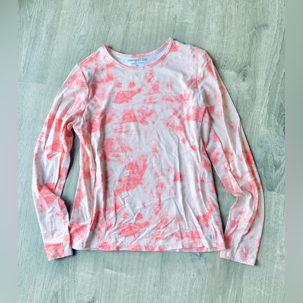 Hang Ten Tie-Dye LS Rash Guard Top Medium